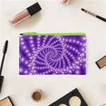 Glossy Purple  Beaded Spiral Fractal Cosmetic Bag (XS)