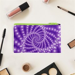 Glossy Purple  Beaded Spiral Fractal Cosmetic Bag (XS) from ArtsNow.com Back