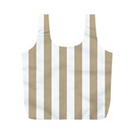 Vertical Stripes - White and Khaki Brown Full Print Recycle Bag (M)