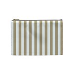 Vertical Stripes - White and Khaki Brown Cosmetic Bag (M)