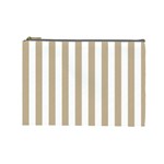 Vertical Stripes - White and Khaki Brown Cosmetic Bag (L)