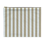 Vertical Stripes - White and Khaki Brown Cosmetic Bag (XL)