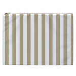 Vertical Stripes - White and Khaki Brown Cosmetic Bag (XXL)