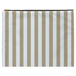 Vertical Stripes - White and Khaki Brown Cosmetic Bag (XXXL)