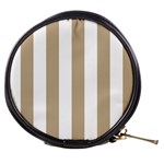 Vertical Stripes - White and Khaki Brown Mini Makeup Bag