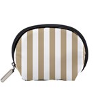 Vertical Stripes - White and Khaki Brown Accessory Pouch (Small)