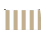 Vertical Stripes - White and Khaki Brown Pencil Case