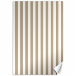 Vertical Stripes - White and Khaki Brown Canvas 12  x 18 