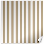 Vertical Stripes - White and Khaki Brown Canvas 16  x 16 