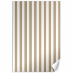 Vertical Stripes - White and Khaki Brown Canvas 20  x 30 