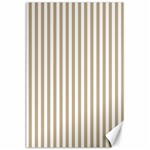 Vertical Stripes - White and Khaki Brown Canvas 24  x 36 