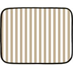 Vertical Stripes - White and Khaki Brown Double Sided Fleece Blanket (Mini)