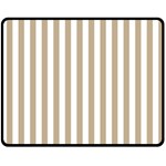 Vertical Stripes - White and Khaki Brown Fleece Blanket (Medium) (One Side)