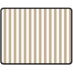 Vertical Stripes - White and Khaki Brown Double Sided Fleece Blanket (Medium) (Two Sides)