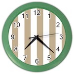 Vertical Stripes - White and Khaki Brown Color Wall Clock