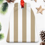 Vertical Stripes - White and Khaki Brown Ornament (Bell)