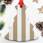 Vertical Stripes - White and Khaki Brown Ornament (Christmas Tree)