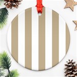 Vertical Stripes - White and Khaki Brown Round Ornament (Two Sides)