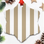 Vertical Stripes - White and Khaki Brown Ornament (Snowflake)