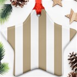 Vertical Stripes - White and Khaki Brown Ornament (Star)