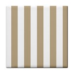 Vertical Stripes - White and Khaki Brown Tile Coaster