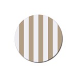 Vertical Stripes - White and Khaki Brown Rubber Coaster (Round)