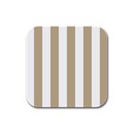 Vertical Stripes - White and Khaki Brown Rubber Square Coaster (4 pack)