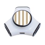 Vertical Stripes - White and Khaki Brown Portable USB Hub (One Side)