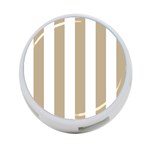 Vertical Stripes - White and Khaki Brown 4-Port USB Hub (One Side)