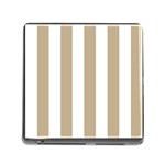 Vertical Stripes - White and Khaki Brown Memory Card Reader (Square)