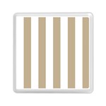 Vertical Stripes - White and Khaki Brown Memory Card Reader with Storage (Square)