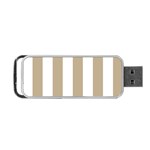 Vertical Stripes - White and Khaki Brown Portable USB Flash (One Side)