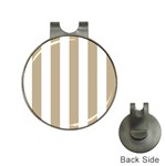 Vertical Stripes - White and Khaki Brown Golf Ball Marker Hat Clip