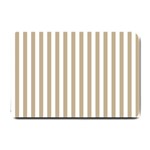 Vertical Stripes - White and Khaki Brown Small Doormat