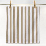 Vertical Stripes - White and Khaki Brown Face Towel