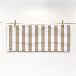 Vertical Stripes - White and Khaki Brown Hand Towel