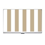 Vertical Stripes - White and Khaki Brown Business Card Holder