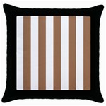 Vertical Stripes - White and French Beige Throw Pillow Case (Black)