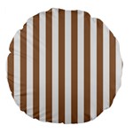 Vertical Stripes - White and French Beige Large 18  Premium Round Cushion