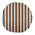 Vertical Stripes - White and French Beige Large 18  Premium Flano Round Cushion