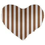 Vertical Stripes - White and French Beige Large 19  Premium Heart Shape Cushion