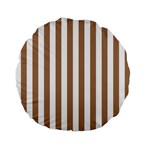 Vertical Stripes - White and French Beige Standard 15  Premium Flano Round Cushion