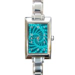 Glossy Pastel Blue Beaded Spiral Fractal Rectangle Italian Charm Watch