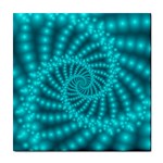 Glossy Pastel Blue Beaded Spiral Fractal Tile Coaster