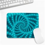 Glossy Pastel Blue Beaded Spiral Fractal Small Mousepad