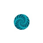 Glossy Pastel Blue Beaded Spiral Fractal 1  Mini Button