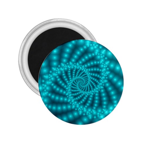 Glossy Pastel Blue Beaded Spiral Fractal 2.25  Magnet from ArtsNow.com Front