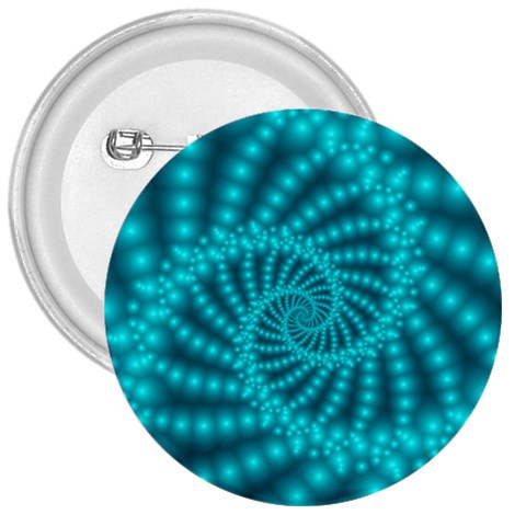 Glossy Pastel Blue Beaded Spiral Fractal 3  Button from ArtsNow.com Front