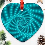 Glossy Pastel Blue Beaded Spiral Fractal Ornament (Heart)