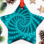 Glossy Pastel Blue Beaded Spiral Fractal Ornament (Star)